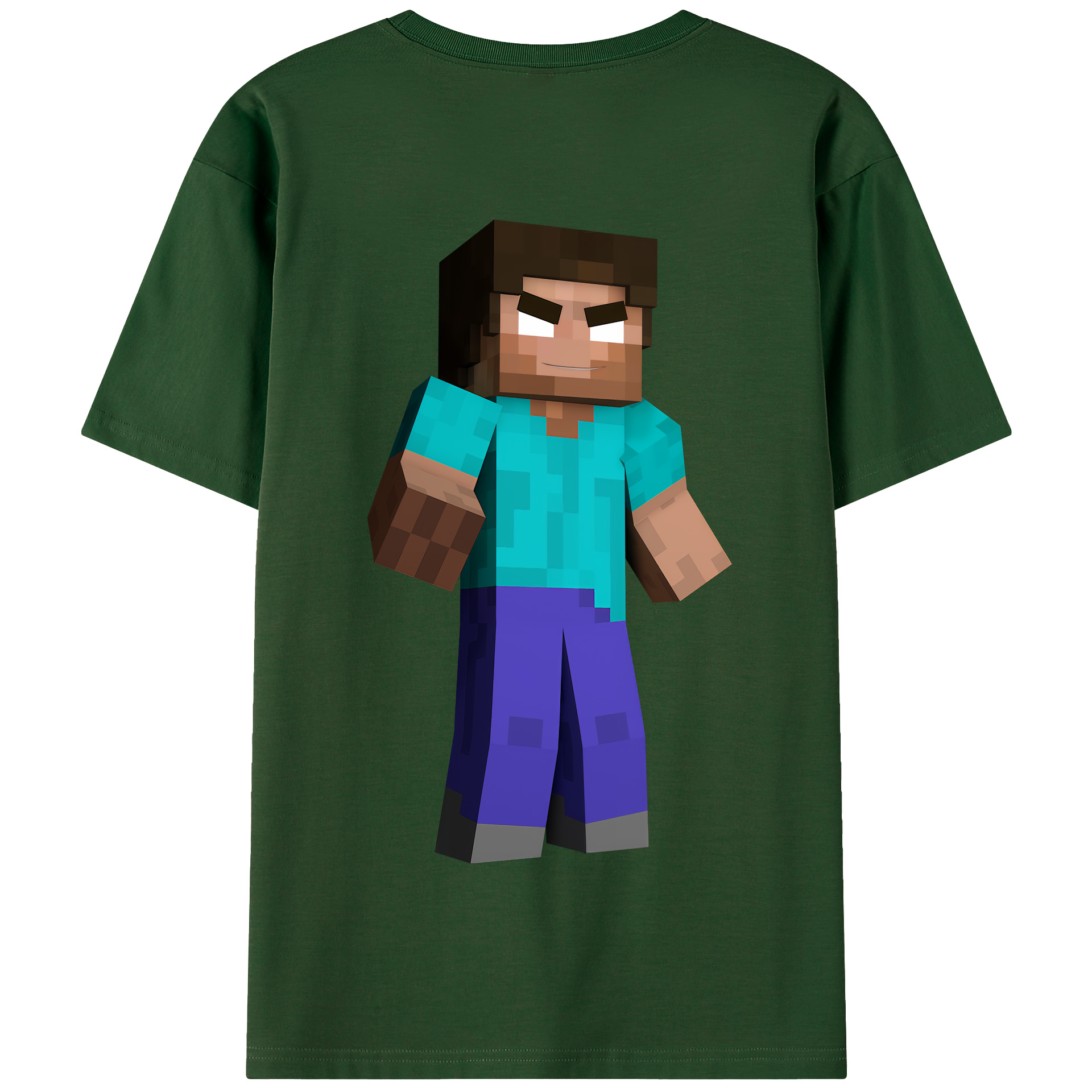 （画像用） マインクラフト ブロックの世界 Minecraft MC Block world 綿100％半袖Tシャツ（背面プリント）
